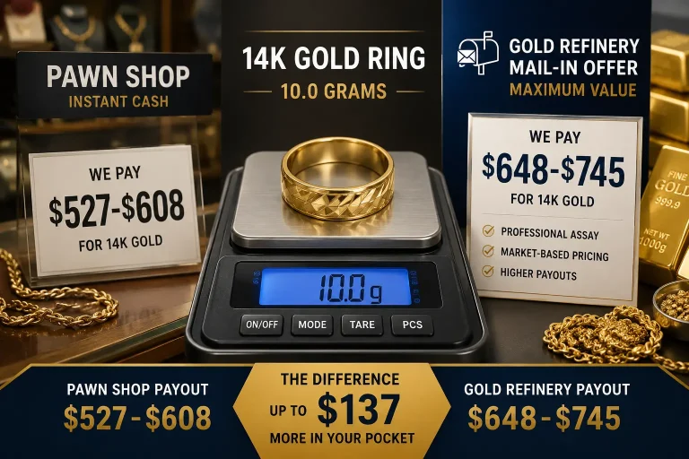 14K gold price per gram at pawn shops compared with gold refiners in 2026